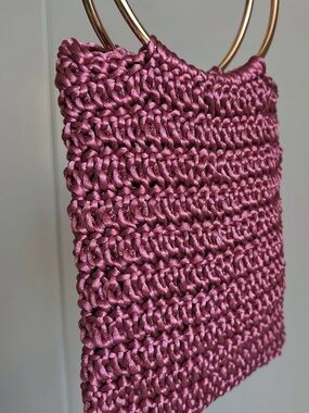 Handcrafted Mauve Crochet Ring-Handle Tote